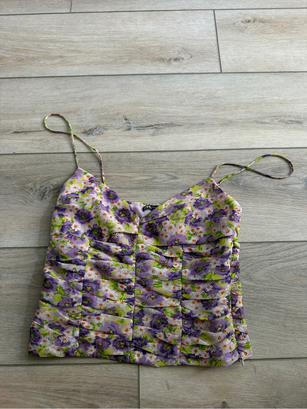 Zara Purple Floral Spaghetti Strap Cami